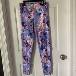Kyoden Lilac Floral Iris Leggings Women’s Medium